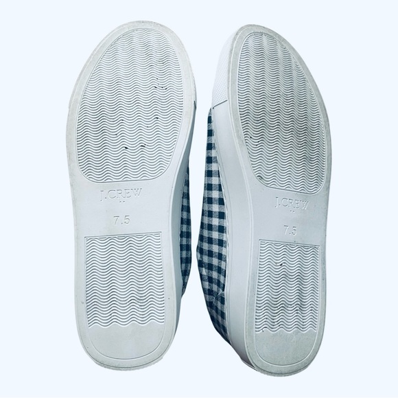 J.Crew casual walking Blue and White Gingham plaid canvas Sneakers Women’s 7.5 - Picture 6 of 16